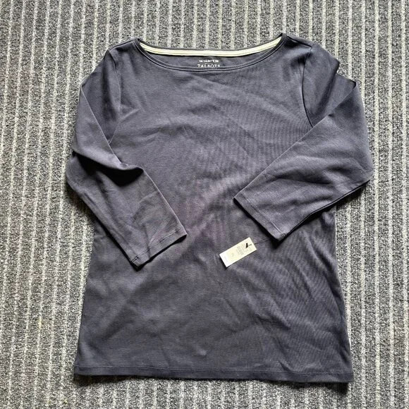 Talbots Navy long sleeve t shirt Nwt Size LP 100% pima cotton - Picture 1 of 4
